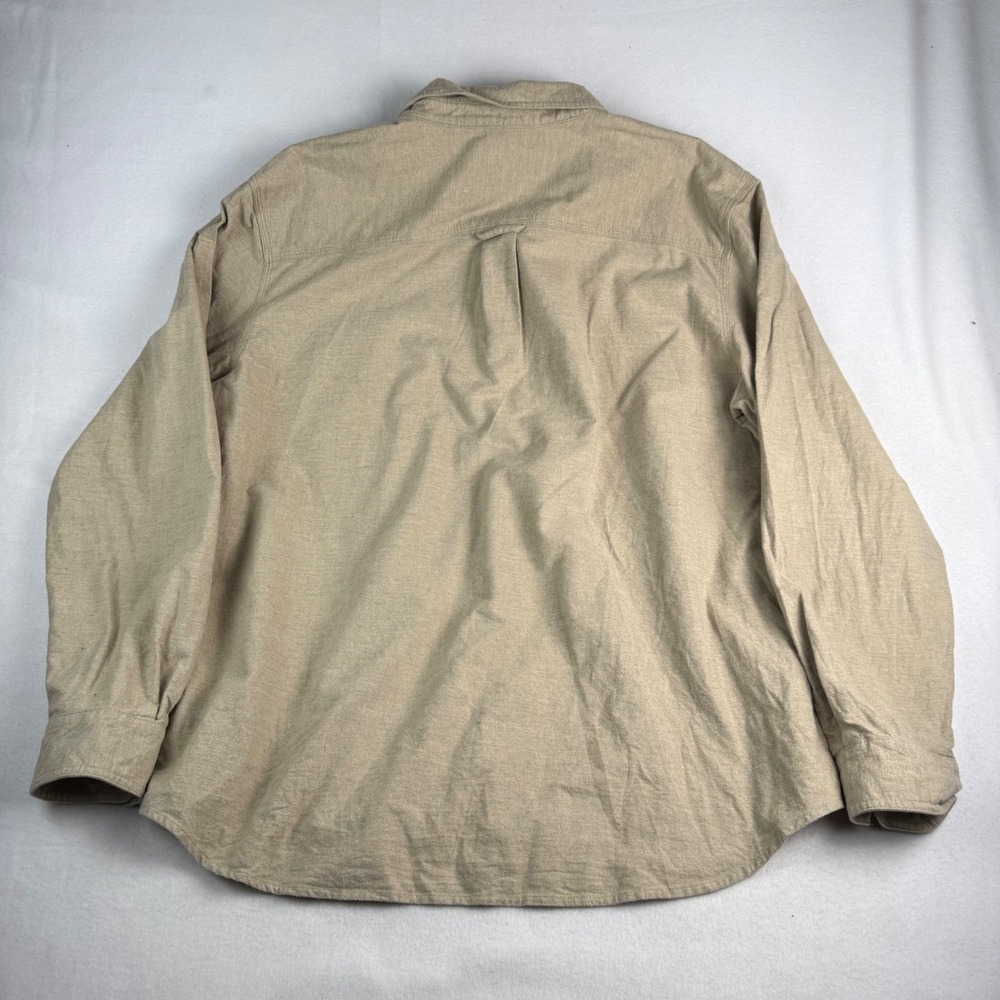 Woolrich Mens XXL Tan Khaki Flannel Button Down Shirt Long Sleeve Outdoor Rugged - Picture 2 of 5